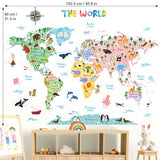 Decowall World Map Animals Wall Stickers - Perfect For Kids' Rooms