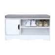 HEUTE Shoe Bench with padded seat cushion and wooden design, ideal for shoe storage.
