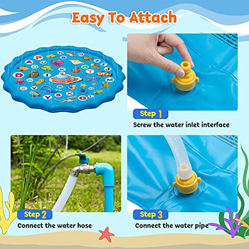 Paochocky Kids Splash Pad Sprinkler Play Mat - Fun Learning Water Toy