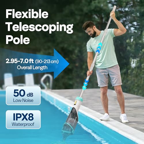 Vivohome Cordless Pool Vacuum With Telescopic Pole - Powerful Suction