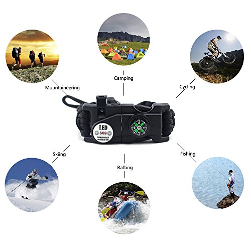 Manswill Adjustable Survival Bracelet With 20-In-1 Emergency Tools