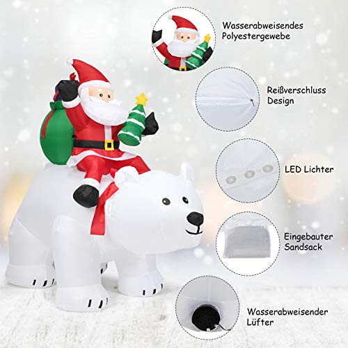 Costway Inflatable Polar Bear With Santa - Perfect Christmas Decoration