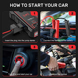Yaber Car Jump Starter 2500A Peak - Portable Wireless Charger & Led Flashlight