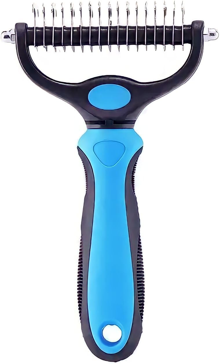 Generic Pet Dematting Comb - Blue Dual Head Stainless Steel