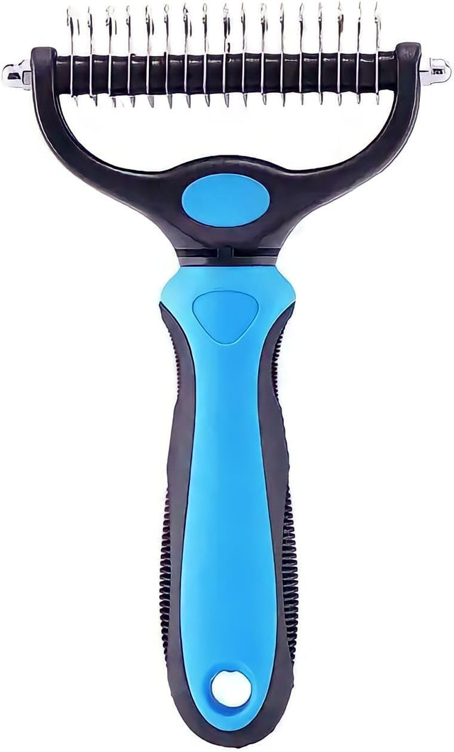 Generic Pet Dematting Comb - Blue Dual Head Stainless Steel