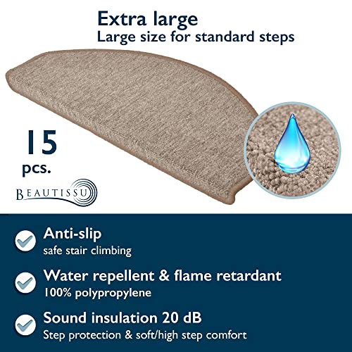 Beautissu Anti Slip Stair Carpet Treads - Safety & Noise Reduction