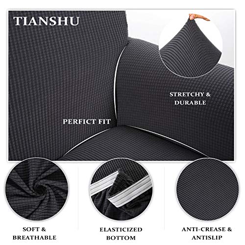 Tianshu Stretchy Sofa Cover For 3 Seat - Grey, Protects Furniture