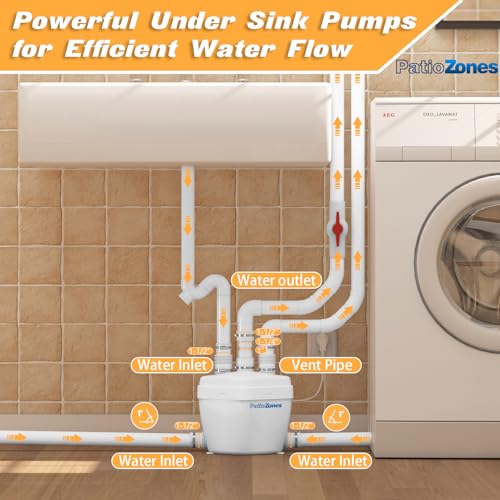 Patio Zone Advanced Utility Sink Pump-Pro - Compact Drain Pump For Waste Water Removal