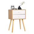 HAPPY & HOME Modern 2 Drawer Bedside Table in brown wood finish with storage drawers