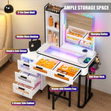 Sogesfurniture Rgb Makeup Vanity Table With Wireless Charging Station - Spacious & Versatile Design