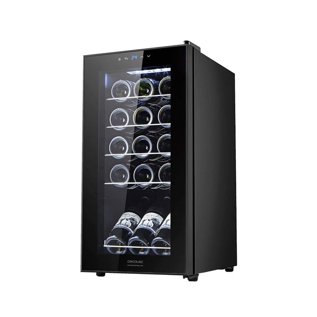 Cecotec GrandSommelier 1500 Wine Cellar in black with stainless steel shelves