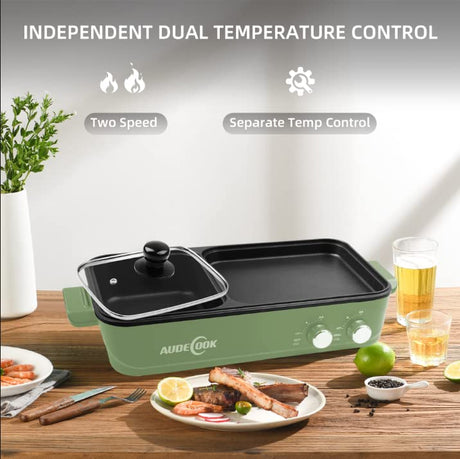 Audecook Electric Hot Pot With Grill - 2 In 1 Multifunctional