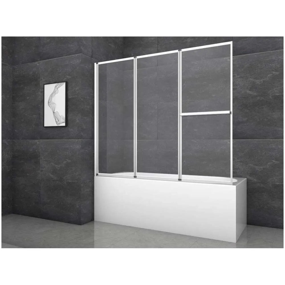 Aurlane Silver Comfort 3-Panel Bathtub Screen 166.4 x 140 cm Chrome