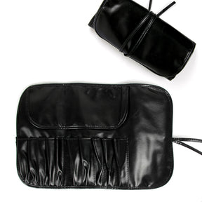 Swot 11-Pocket Cosmetic Brush Case - Black Leather