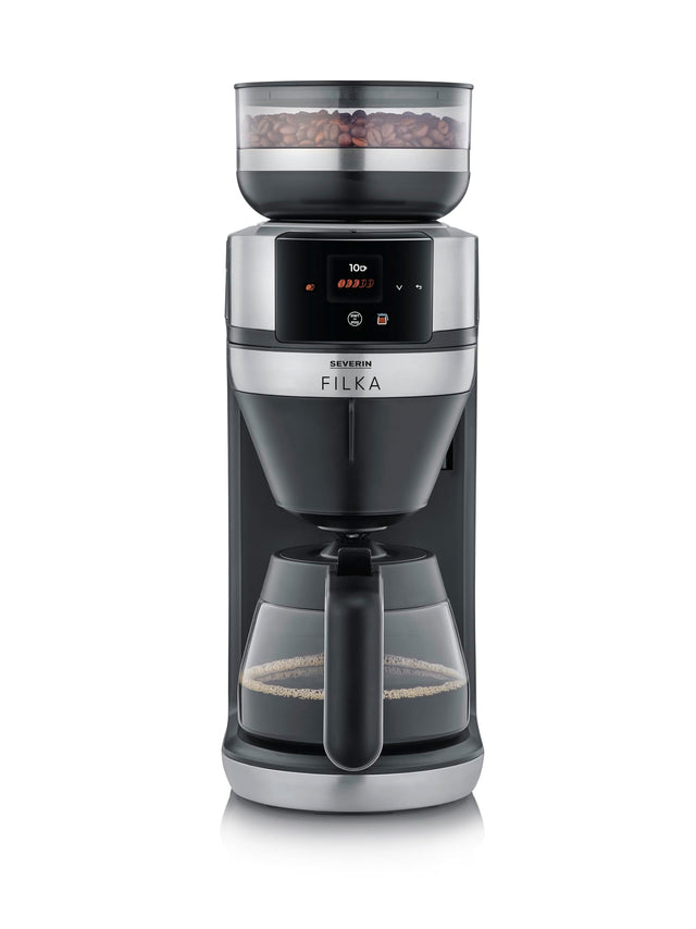 SEVERIN Filka KA 4852 Fully Automatic Coffee Machine in Matte Black and Stainless Steel