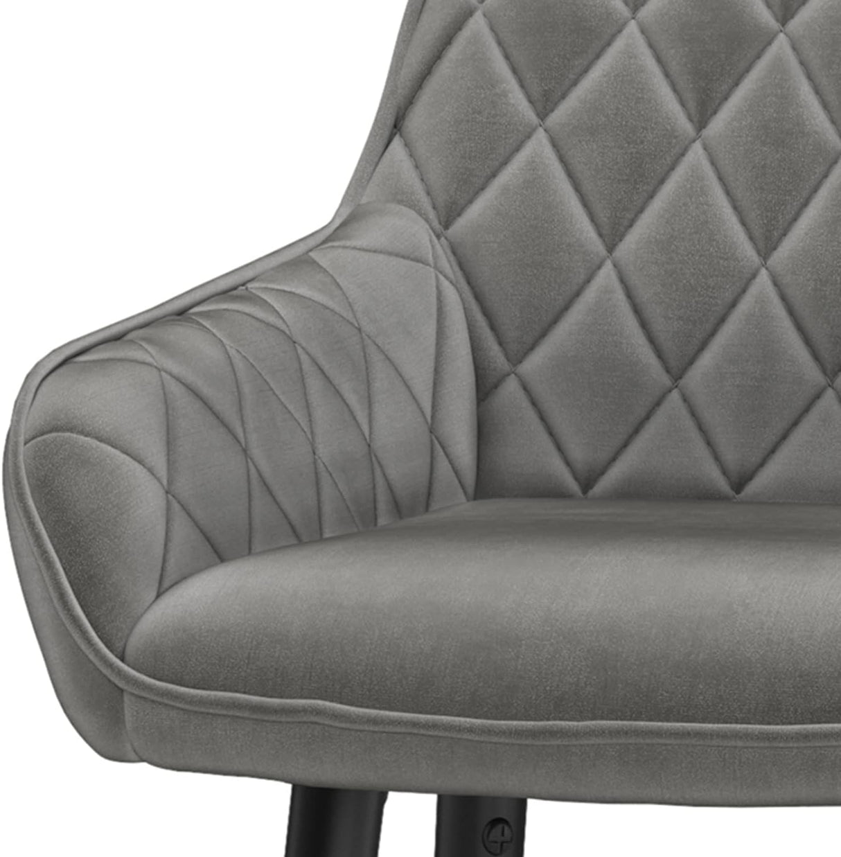 SIMPLIHOME Garey Bar Stool Set - Grey Velvet Fabric and Black Legs