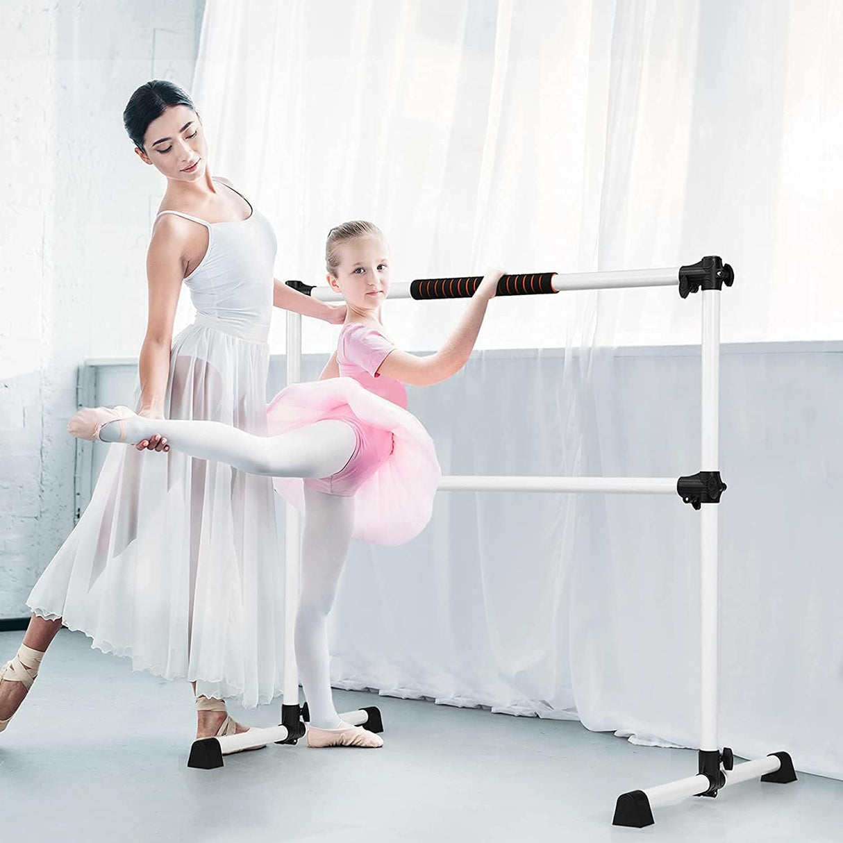 Costzon Portable Double Ballet Barre - Adjustable Height