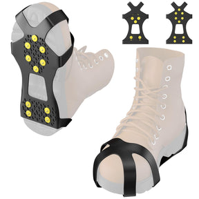 Rseuphiee Non-slip Crampons featuring 10 stainless steel spikes for winter hiking