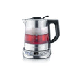 Severin WK 3473 Glass Tea Kettle Deluxe Mini in brushed stainless steel and black