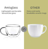 Amisglass Double Walled Espresso Cups - Clear Borosilicate Glass