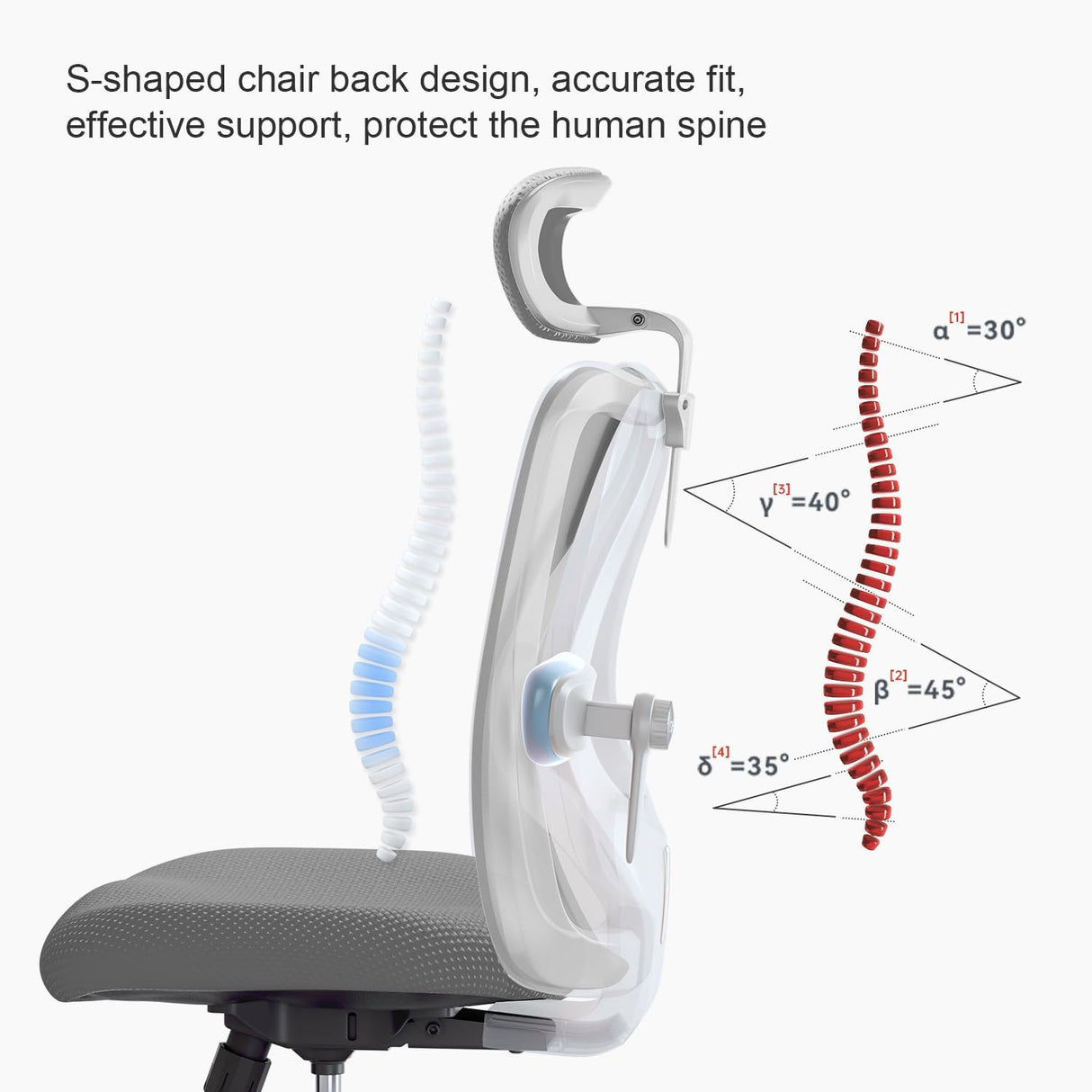 SIHOO M18 Ergonomic Office Chair - Dark Grey with Adjustable Headrest and Lumbar Support