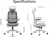 SIHOO M59AS Ergonomic Office Chair - Grey with 3D Flip-up Armrests