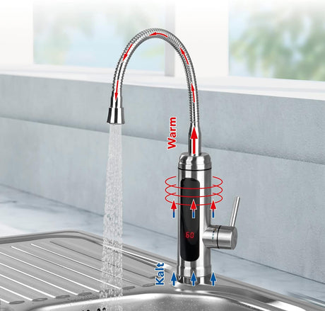 AquaHeat Kitchen Faucet Instant Water Heater with LED Display