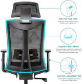 Umi Ergonomic Mesh Office Chair - Black with adjustable headrest and lumbar support