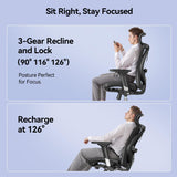 SIHOO M57 Ergonomic Office Chair - Black with adjustable headrest and lumbar support
