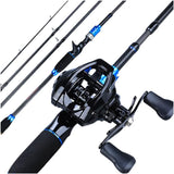 Générique Portable 4-Section Fishing Rod and Baitcasting Reel Set - black, 1.8m/2.1m lengths