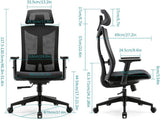 Umi Ergonomic Mesh Office Chair - Black with adjustable headrest and lumbar support