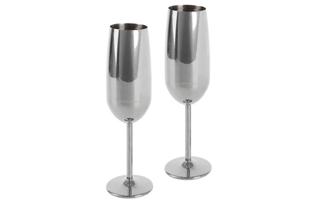 Set of 2 stylish stainless steel champagne glasses with a polished finish