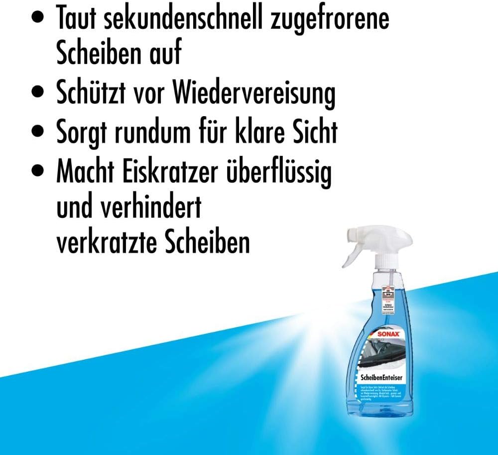 SONAX Window De-Icer 0.5 Liters - effective ice removal for clear windscreens