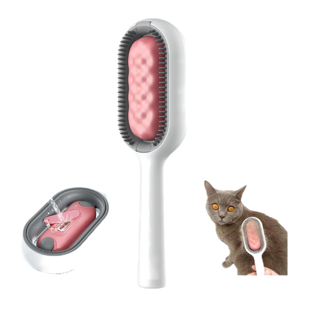E&E Bestlife multifunction water infused pet hair brush in pink, designed for effective grooming of dogs and cats.