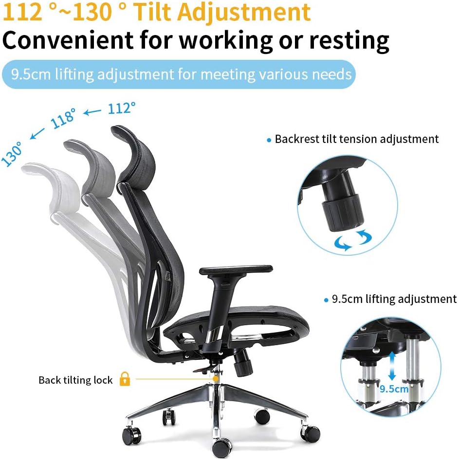 Umi Ergonomic Office Desk Chair - Adjustable Lumbar Support and 3D Arms