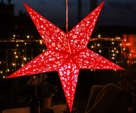 ME & YOU Hanging Paper Star - Red Decorative Lighting
