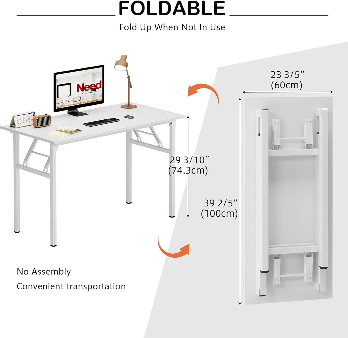 AC5DW Modern Folding Computer Desk - White