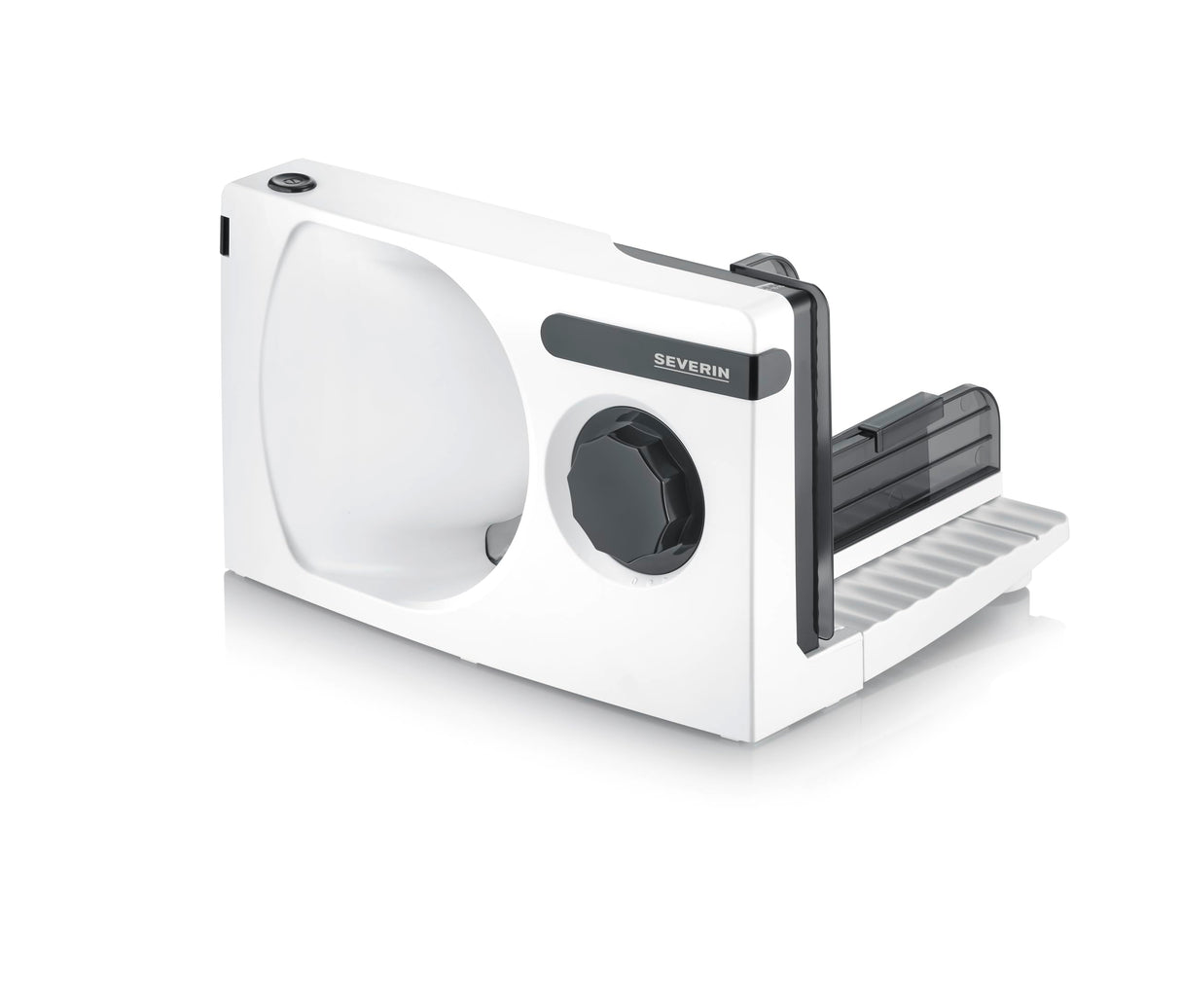 SEVERIN AS 3912 Compact All-Purpose Slicer featuring a sleek black design and adjustable thickness settings.