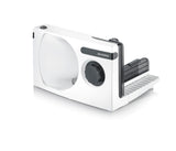 SEVERIN AS 3912 Compact All-Purpose Slicer featuring a sleek black design and adjustable thickness settings.