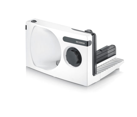 SEVERIN AS 3912 Compact All-Purpose Slicer featuring a sleek black design and adjustable thickness settings.