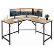Bachl L-Shaped Modern Desk in wood finish, spacious and stylish for home office use