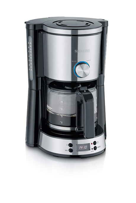 SEVERIN TypeSwitch KA 4826 Coffee Machine in brushed stainless steel with glass jug