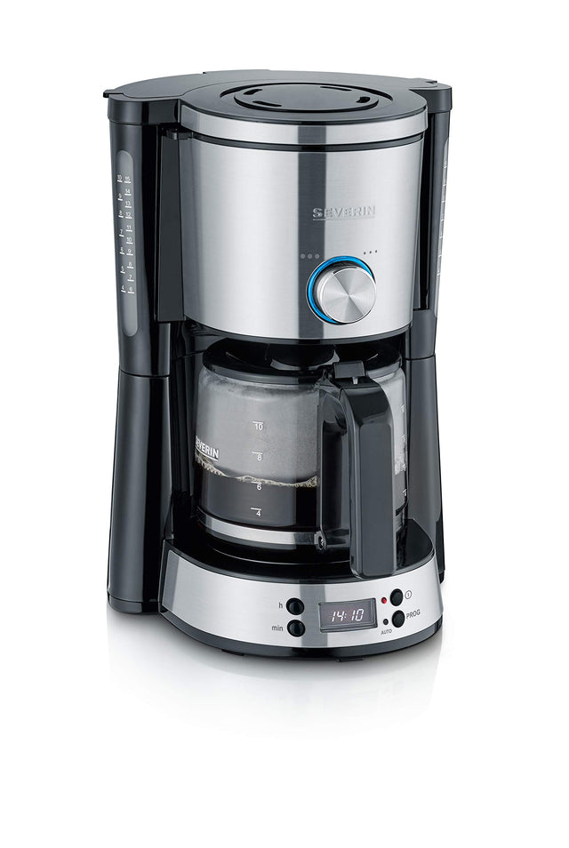 SEVERIN TypeSwitch KA 4826 Coffee Machine in brushed stainless steel with glass jug
