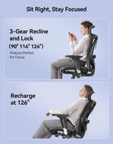 SIHOO M57 Ergonomic Mesh Office Chair - High Back with 3D Armrests and Lumbar Support