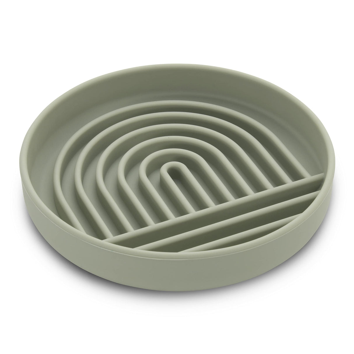 NALACAL Silicone Slow Food Dog Bowl in green with suction cups and puzzle design