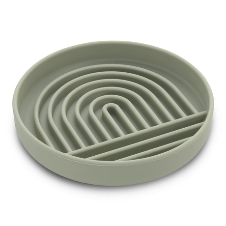 NALACAL Silicone Slow Food Dog Bowl in green with suction cups and puzzle design