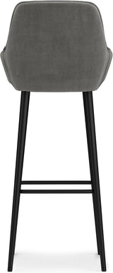 SIMPLIHOME Garey Bar Stool Set - Grey Velvet Fabric and Black Legs