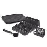 Rubbermaid Sink Set in Raven Grey, includes dish drying rack, drain board, brush, and sponge caddy.