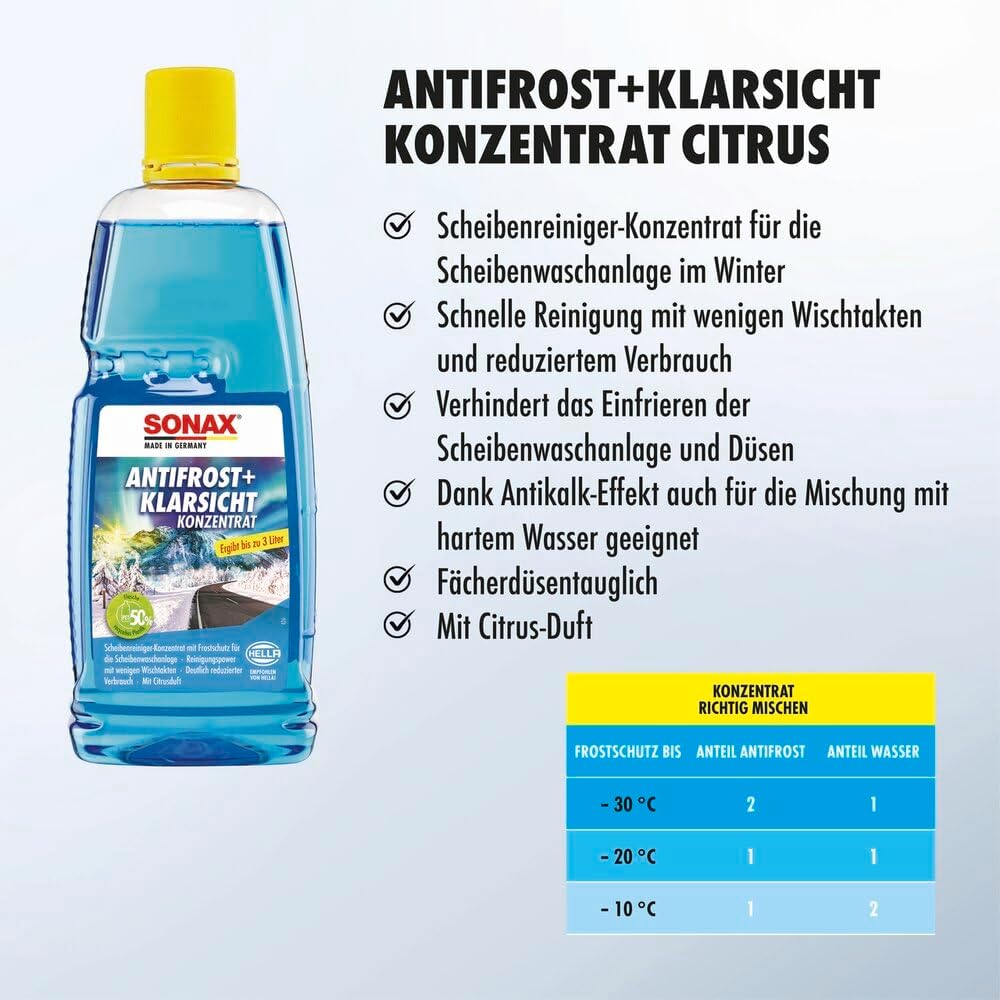 SONAX AntiFrost+ClearView Concentrate 1 Liter Winter Windshield Cleaner