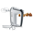 SEVERIN Hand Mixer in white and black with stainless steel accents and spiral cable